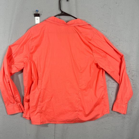 CJ Banks Womens Button Up Top Orange Solid  Plus Size 1X Stretch - Picture 2 of 10